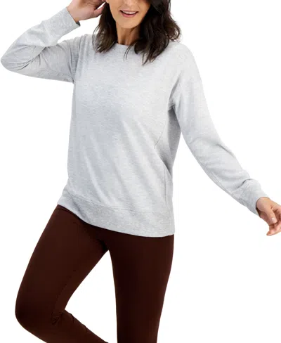 Shop Id Ideology Women's Open-back Long-sleeve Pullover Top, Created For Macy's In Grey Whisper Heather