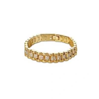 Shop Anisa Sojka Cubic Zirconia Chunky Watch Band Bracelet In Gold