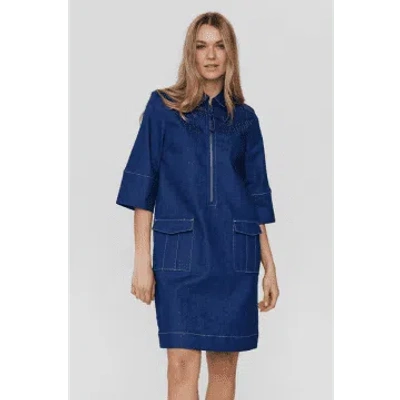 Shop Numph Issa Dark Blue Denim Dress