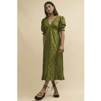 Shop Nobody's Child Delilah Olive Broiderie Dress In Green