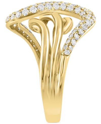 Shop Effy Collection Effy Diamond Pave Multirow Swirl Ring (3/4 Ct. T.w.) In 14k Gold In Yellow Gol