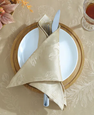 Elrene Elegant Woven Leaves Jacquard Damask Napkin, Set Of 8 In Spice Red