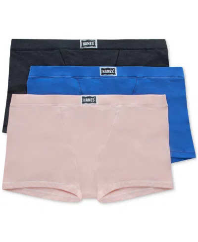 Shop Hanes Women's 3-pk. Originals Ultimate Boxer Brief Underwear 45vobb In Moonlit Sky Grey Heather,frosted Peri