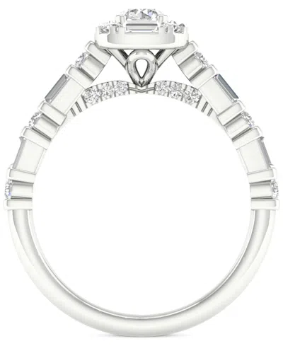Shop Macy's Diamond Round & Baguette Engagement Ring (7/8 Ct. T.w.) In 14k White Gold