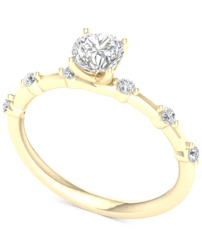 Shop Macy's Diamond Solitaire Studded Engagement Ring (3/4 Ct. T.w.) In 14k Gold In Yellow Gold