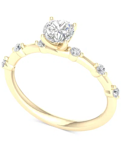 Macy's Diamond Solitaire Studded Engagement Ring (3/4 Ct. T.w.) In 14k Gold In Yellow Gold