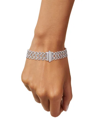Shop Macy's Diamond Pave Clasp Wide Link Bracelet (1/4 Ct. T.w.) In Sterling Silver