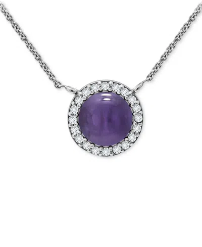 Shop Giani Bernini Onyx & Cubic Zirconia Halo Pendant Necklace In 18k Gold-plated Sterling Silver, 16" + 2" Extender (a In Amethyst,silver