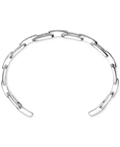 Shop Macy's Diamond Link Cuff Bangle Bracelet (1/6 Ct. T.w.) In Sterling Silver