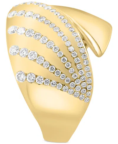 Shop Effy Collection Effy Diamond Multirow Bypass Statement Ring (5/8 Ct. T.w.) In 14k Gold In Yellow Gol
