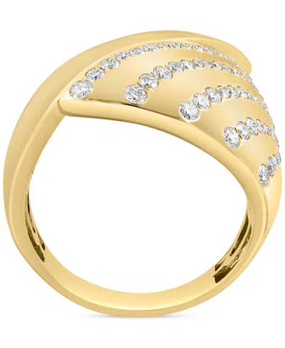 Shop Effy Collection Effy Diamond Multirow Bypass Statement Ring (5/8 Ct. T.w.) In 14k Gold In Yellow Gol