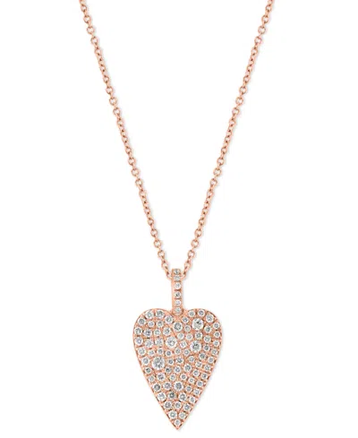 Shop Effy Collection Effy Diamond Pave Heart 18" Pendant Necklace (5/8 Ct. T.w.) In 14k Rose Gold In Rose Gld