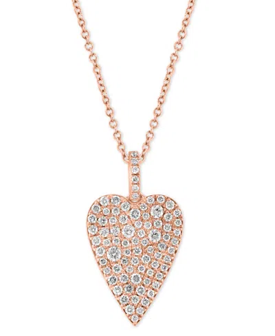 Shop Effy Collection Effy Diamond Pave Heart 18" Pendant Necklace (5/8 Ct. T.w.) In 14k Rose Gold In Rose Gld