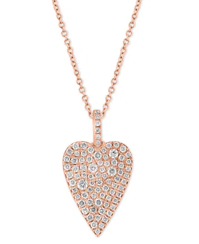 Effy Collection Effy Diamond Pave Heart 18" Pendant Necklace (5/8 Ct. T.w.) In 14k Rose Gold In Rose Gld
