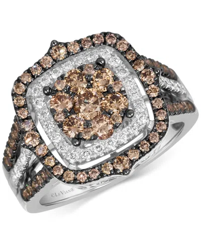 Shop Le Vian Chocolate Diamond & Nude Diamond Halo Cluster Ring (1-1/2 Ct. T.w.) In 14k Rose Gold (also Available In White Gold