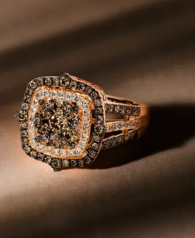 Le Vian Chocolate Diamond & Nude Diamond Halo Cluster Ring (1-1/2 Ct. T.w.) In 14k Rose Gold (also Available In White Gold