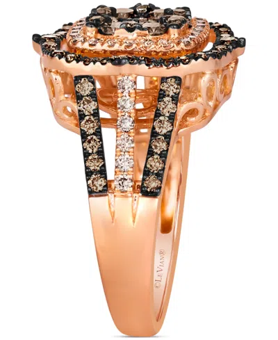 Shop Le Vian Chocolate Diamond & Nude Diamond Halo Cluster Ring (1-1/2 Ct. T.w.) In 14k Rose Gold (also Available In White Gold