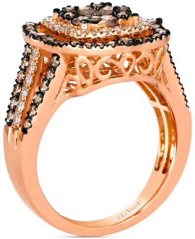 Shop Le Vian Chocolate Diamond & Nude Diamond Halo Cluster Ring (1-1/2 Ct. T.w.) In 14k Rose Gold (also Available In White Gold