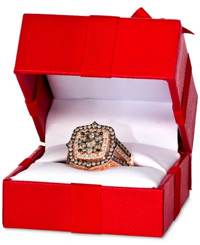 Le Vian Chocolate Diamond & Nude Diamond Halo Cluster Ring (1-1/2 Ct. T.w.) In 14k Rose Gold (also Available In White Gold