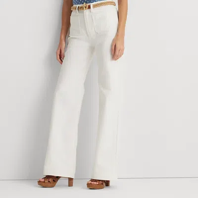 Shop Lauren Ralph Lauren High-rise Wide-leg Jean In White Wash
