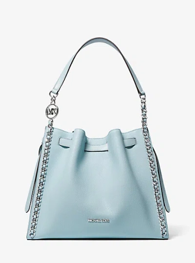 Shop Michael Kors Mina Large Chain Shoulder Bag In Blue