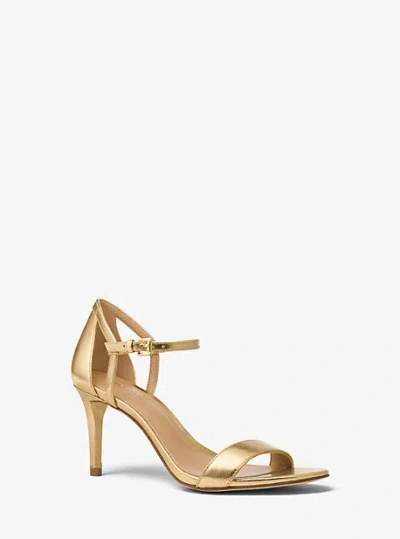 Shop Michael Kors Simone Metallic Sandal In Gold