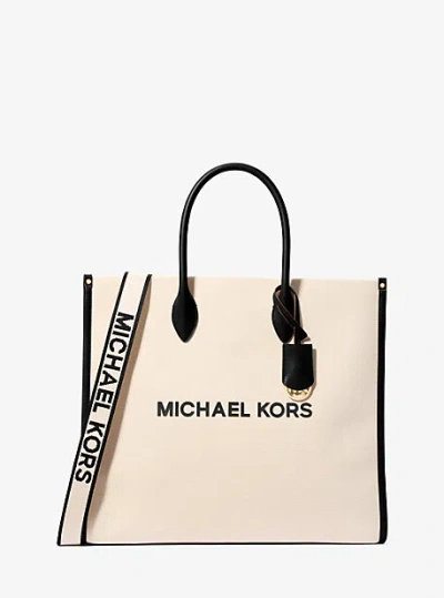 Shop Michael Kors Mirella Large Canvas Tote Bag In Black