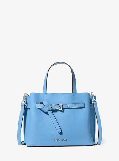 Shop Michael Kors Emilia Small Pebbled Leather Satchel In Blue