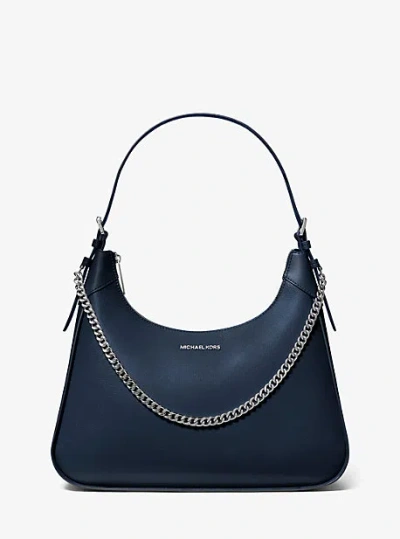 Shop Michael Kors Wilma Large Leather Shoulder Bag In Blue