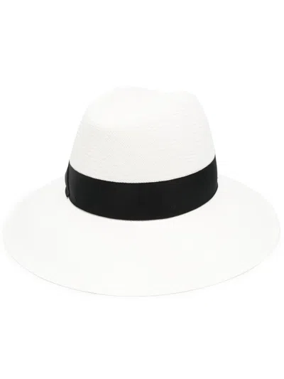 Shop Borsalino Claudette Straw Panama Hat In Black
