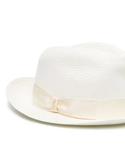 Shop Borsalino Monica Straw Panama Hat In White