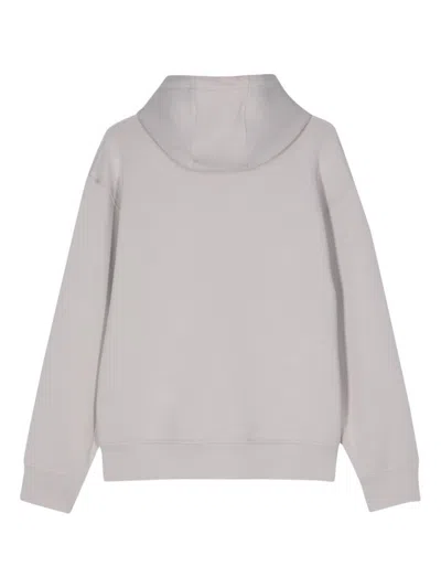 Shop Emporio Armani Logo Cotton Hoodie In Grey