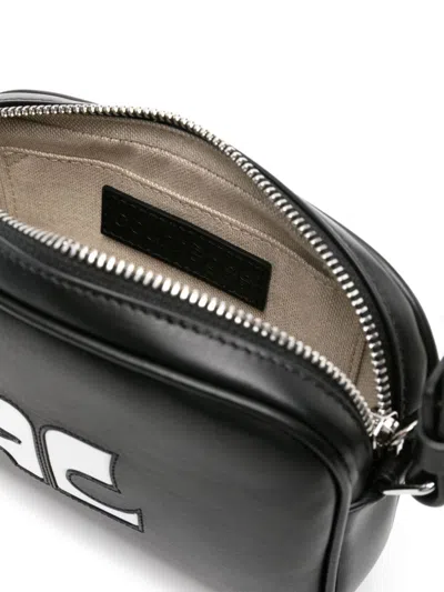 Shop Courrèges Logo Leather Camera Bag In Black