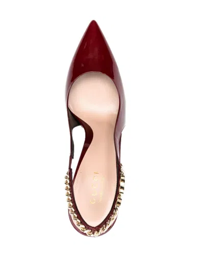 Shop Gucci Patent Leather Slingback Pumps In Red