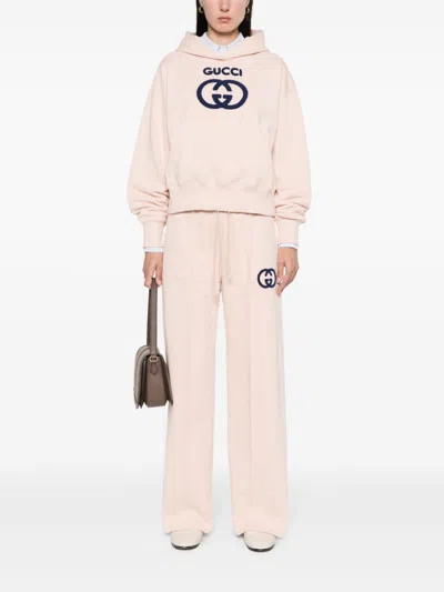 Shop Gucci Logo Coton Sweatpants In Pink