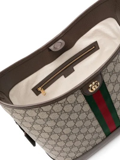 Shop Gucci Ophidia Gg Motif Hobo Bag In Beige