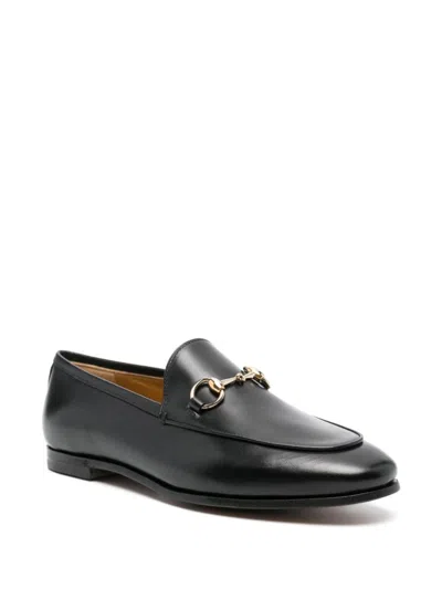 Shop Gucci Jordaan Leather Loafers In Black