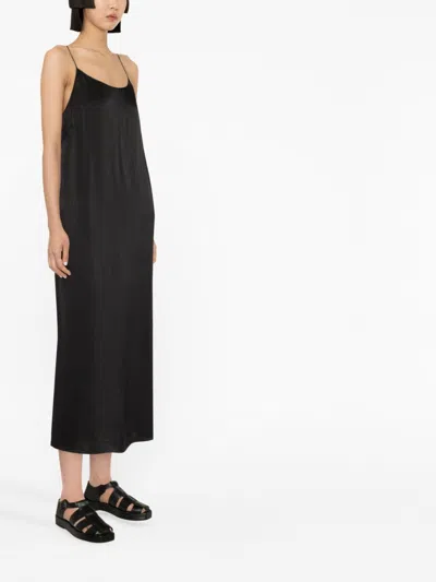Shop Uma Wang Midi Dress Woman Black In Silk