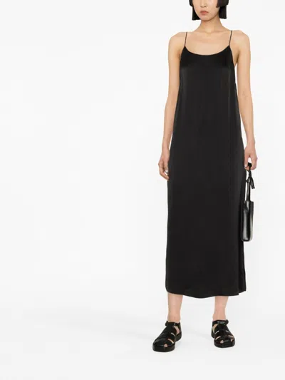 Shop Uma Wang Midi Dress Woman Black In Silk