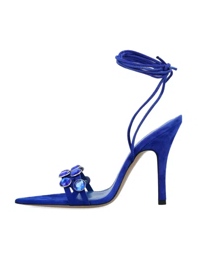 Shop Attico Grid Sandals In Electric Blue