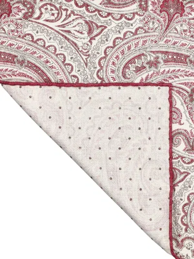 Shop Brunello Cucinelli Motif-printed Finished Edge Pocket Square In Raspberry