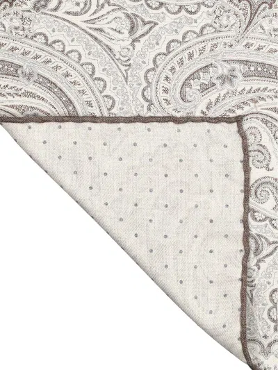 Shop Brunello Cucinelli Motif-printed Finished Edge Pocket Square In Leather
