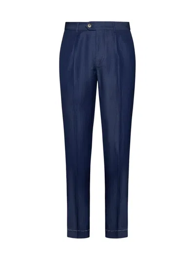 Shop Brunello Cucinelli Straight-leg Tailored-cut Trousers In Denim