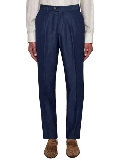 Shop Brunello Cucinelli Straight-leg Tailored-cut Trousers In Denim