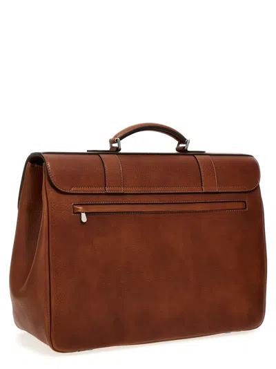 Shop Brunello Cucinelli Leather Carry Handbag