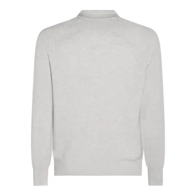 Shop Brunello Cucinelli Long-sleeved Knitted Polo Shirt In Grey
