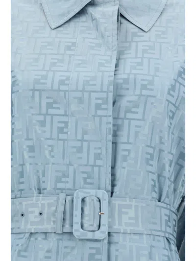 Shop Fendi Ff Coat In Pale Blue