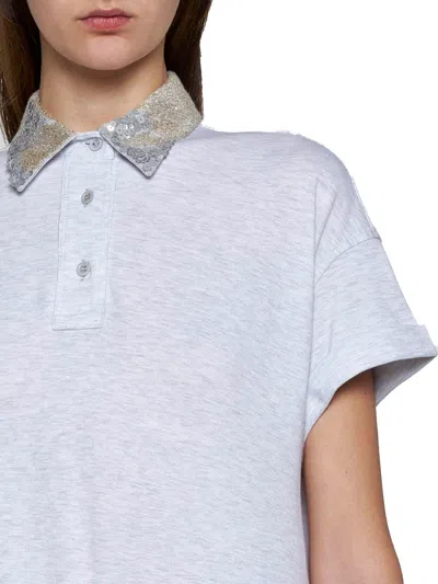 Shop Brunello Cucinelli Sequin-embellished Polo Shirt In Grey