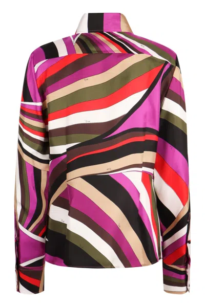 Shop Pucci Printed Silk Shirt In Violet