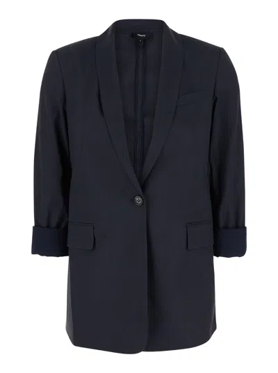 Theory Shawl-lapels Single-breasted Blazer In Blue